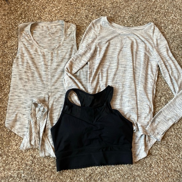 Zyia Active Size Small Bundle Tank Bra Long Sleeve Gray Black - Picture 1 of 12